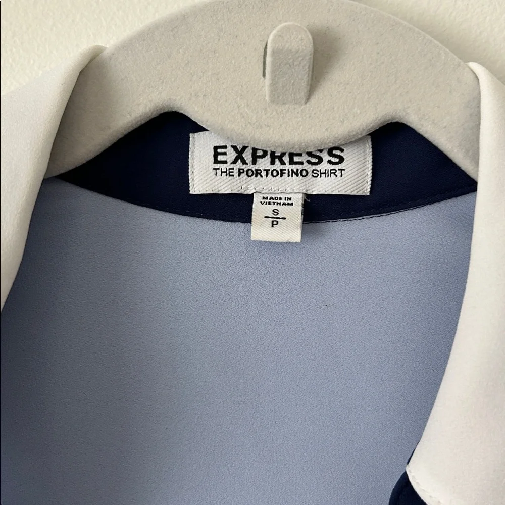 Express Sky Blue Portofino Blouse with White and Navy Accents - Picture 2 of 5